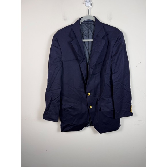 Polo by Ralph Lauren Other - VTG Polo Ralph Lauren Navy Blue Virgin Wool Blazer Gold Crest Buttons 40R Italy